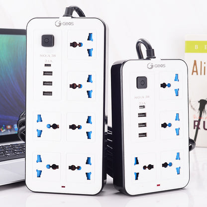 Universal 6-Outlet Power Strip with 2m Cable