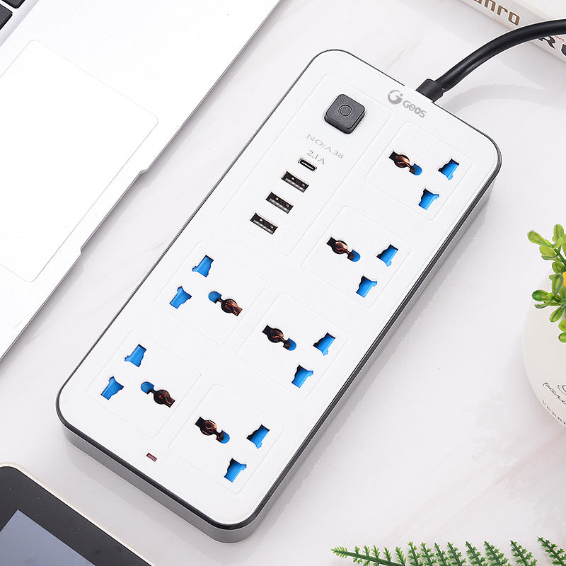 Universal 6-Outlet Power Strip with 2m Cable