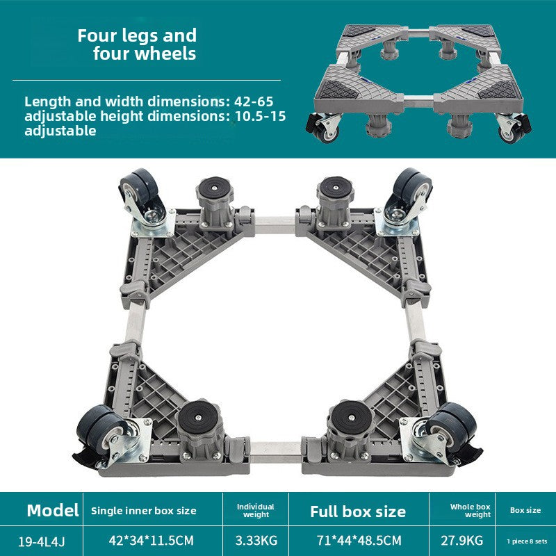 Universal Adjustable Washing Machine Base with Wheels