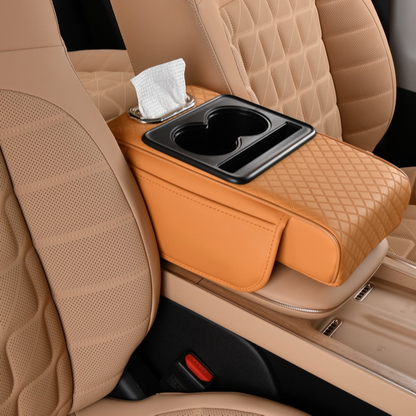 Universal Car Armrest Box Pad with Cup Holder and Tissue Storage