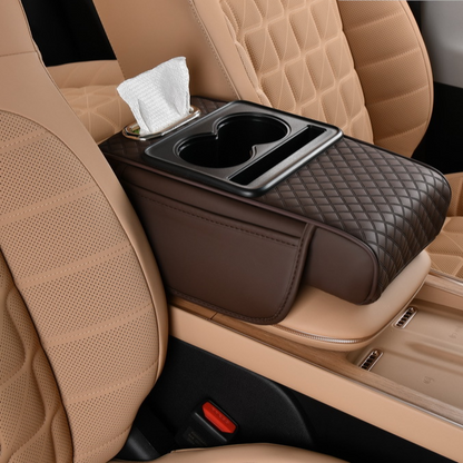 Universal Car Armrest Box Pad with Cup Holder and Tissue Storage