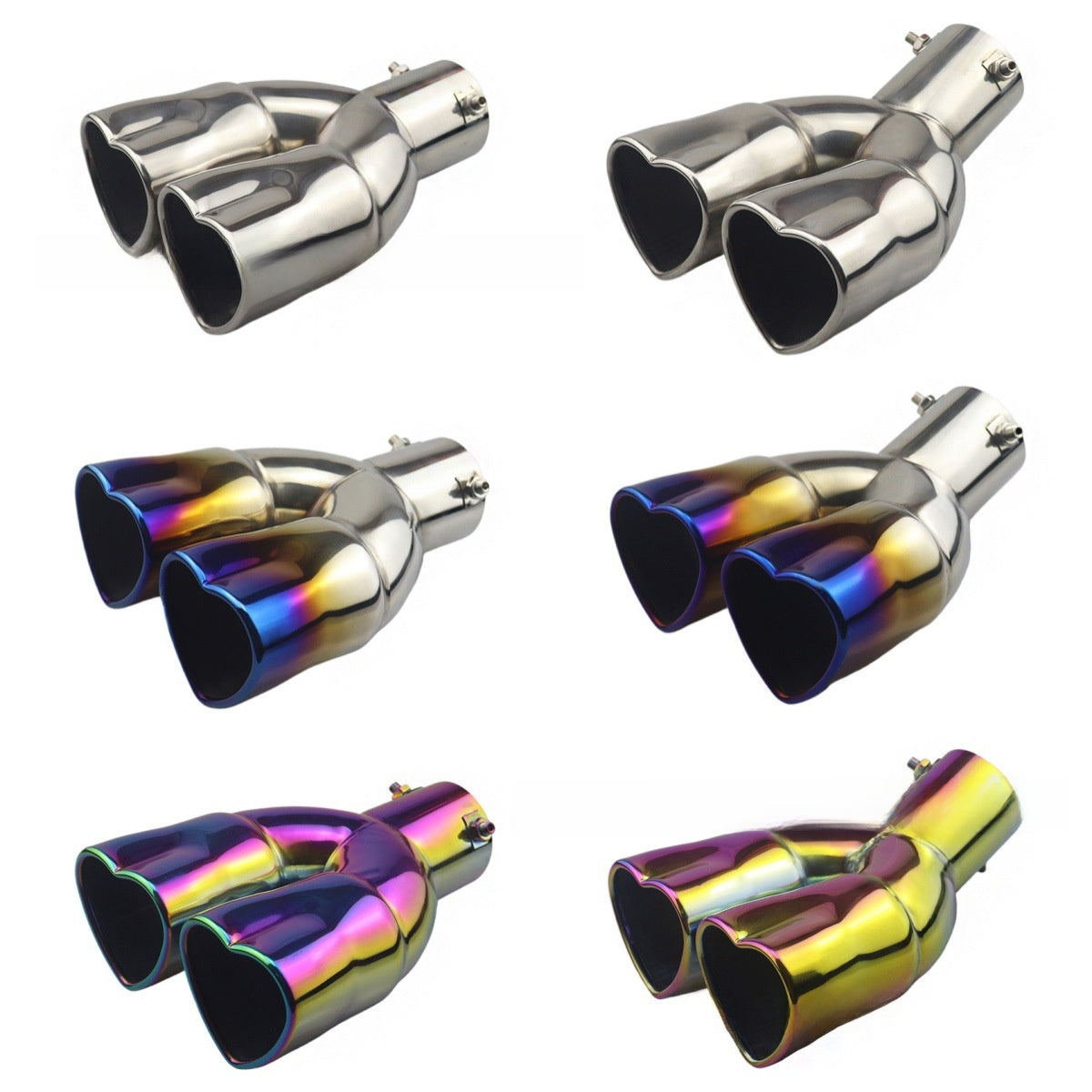 Universal Heart Shape Dual Outlet Exhaust Pipe Tip