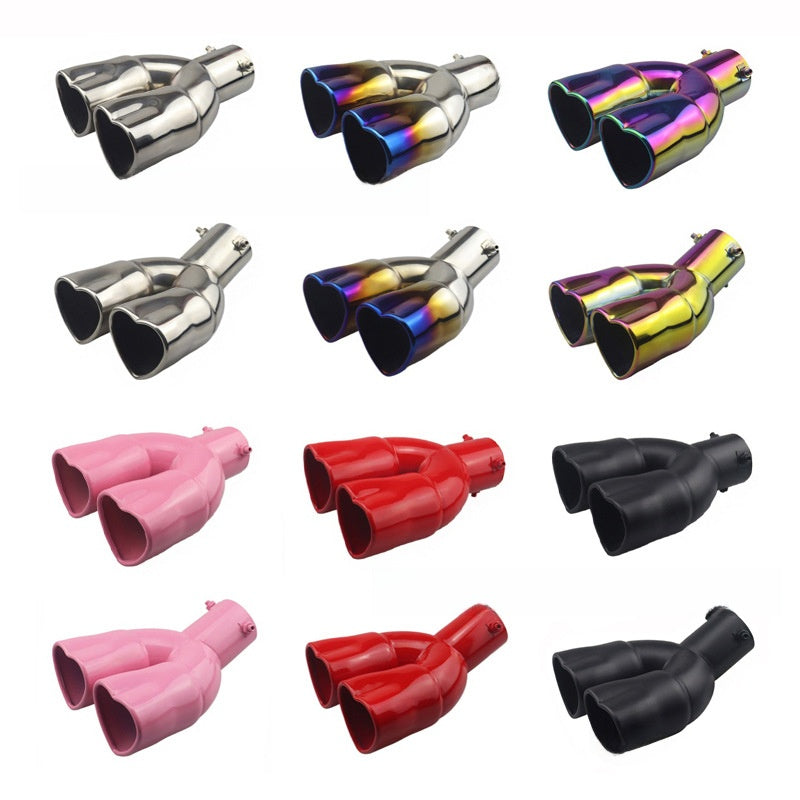Universal Heart Shape Dual Outlet Exhaust Pipe Tip