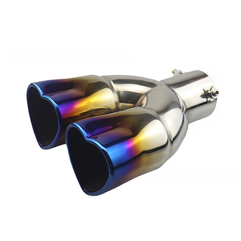 Universal Heart Shape Dual Outlet Exhaust Pipe Tip