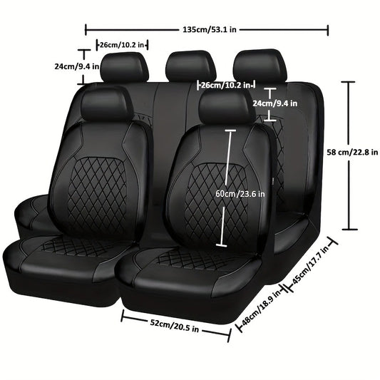 Universal Quilted Leather Car Seat Cover Set
