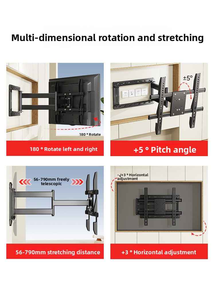 Universal TV Wall Mount Bracket with 180-Degree Rotation and Telescopic Arms