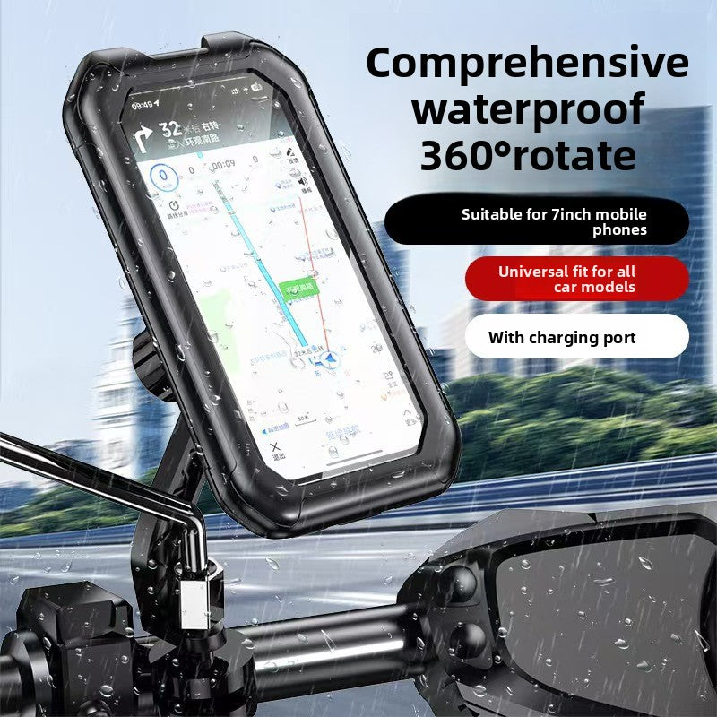 Universal Waterproof Shockproof Motorcycle Phone Holder with Charging