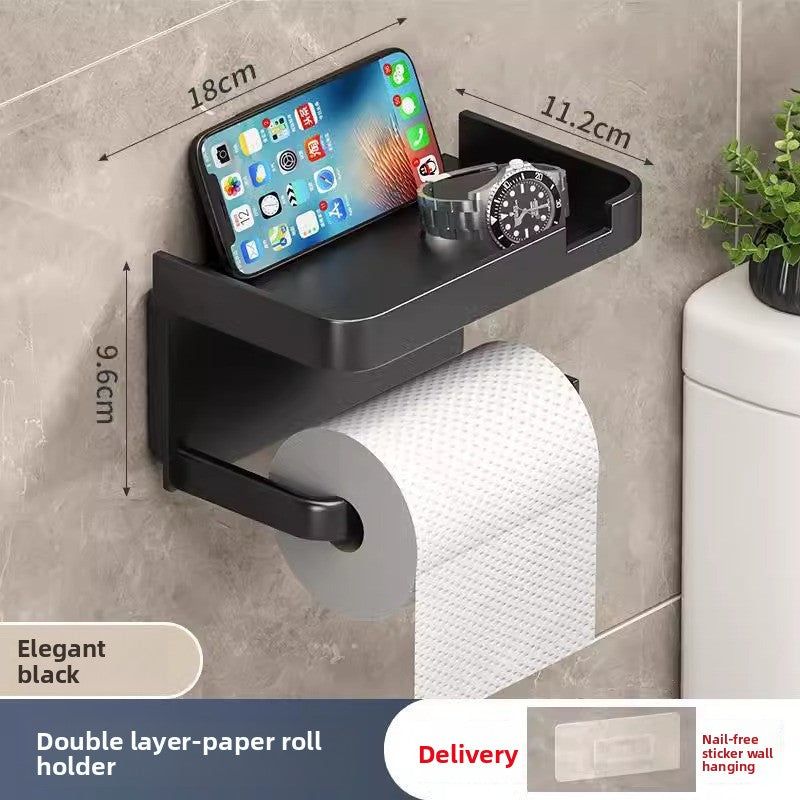 Upgraded ABS Material Punch-Free Wall-Mounted Double-Layer Toilet Paper Tissue Holder