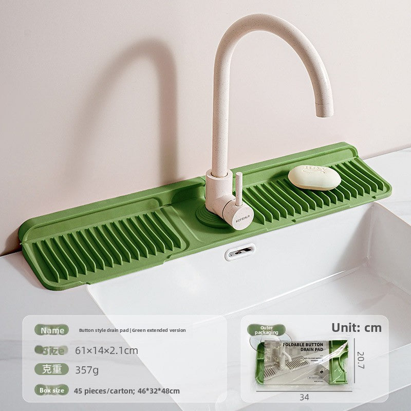 Upgraded Button Silicone Faucet Drain Mat Kitchen Sink Storage Mat Lavatory Mat
