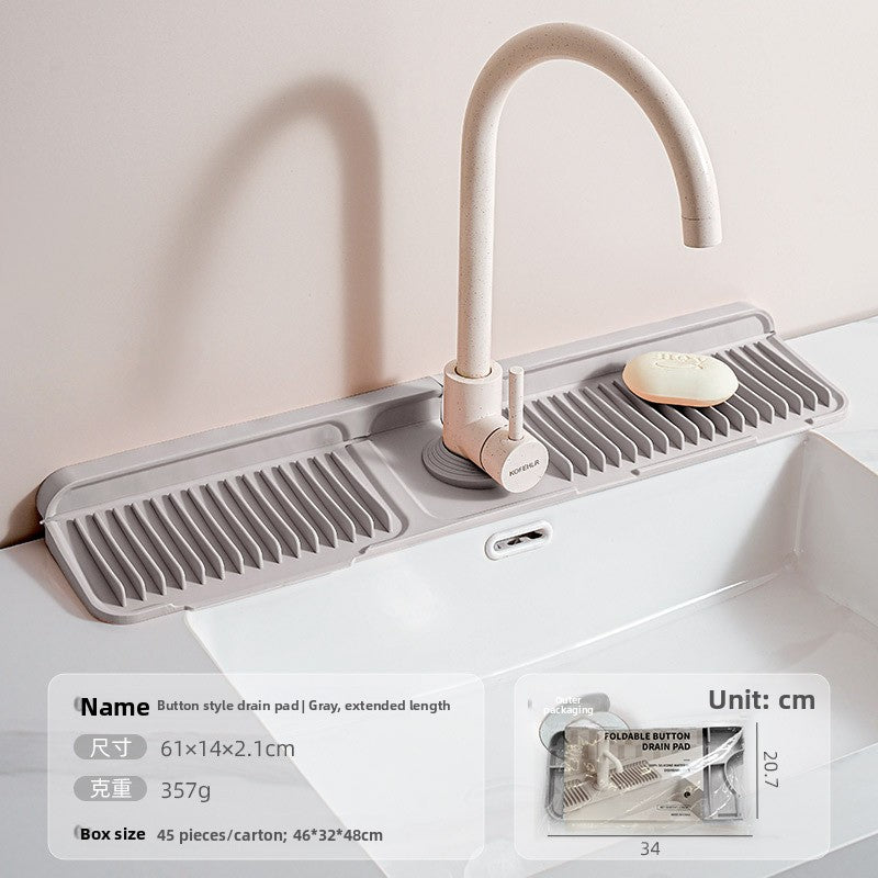 Upgraded Button Silicone Faucet Drain Mat Kitchen Sink Storage Mat Lavatory Mat