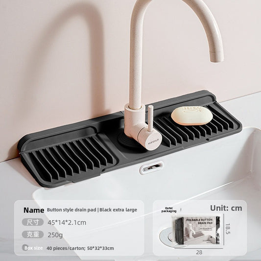 Upgraded Button Silicone Faucet Drain Mat Kitchen Sink Storage Mat Lavatory Mat
