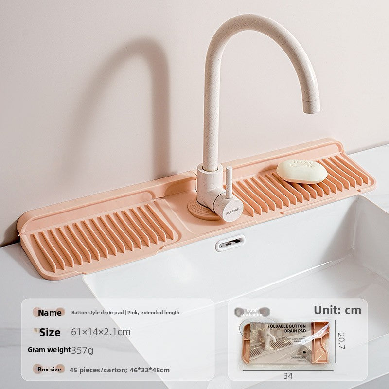 Upgraded Button Silicone Faucet Drain Mat Kitchen Sink Storage Mat Lavatory Mat