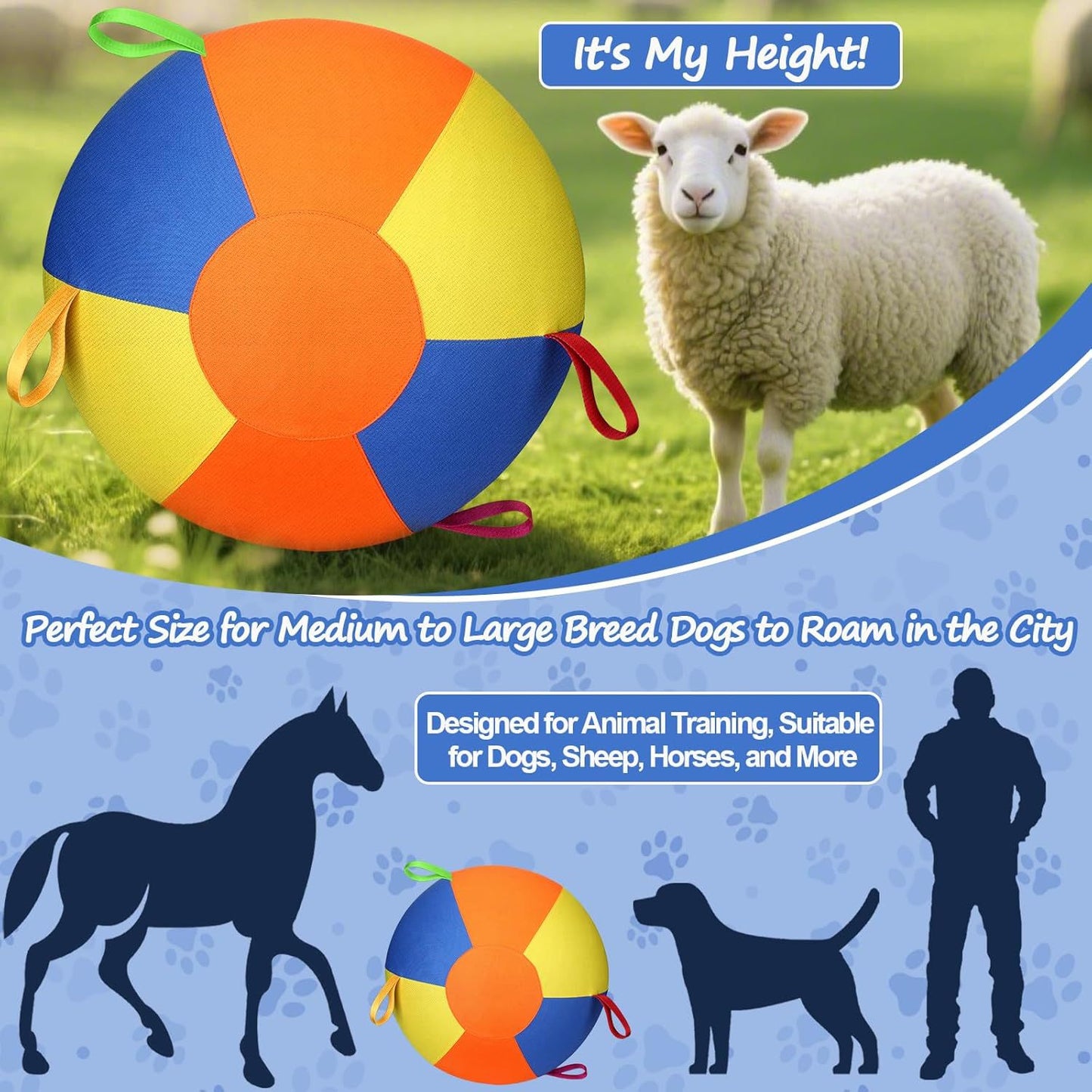 Upgraded Durable Polyester Inflatable Pet Herding Exercise Ball