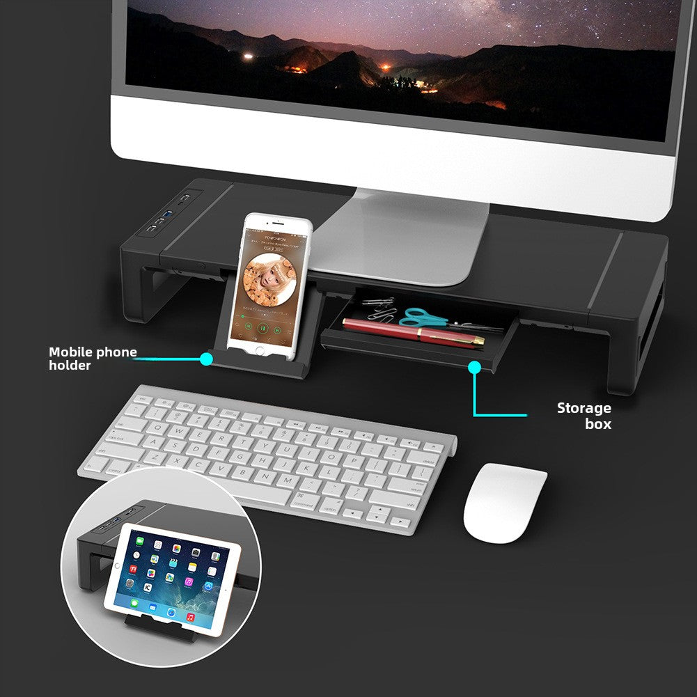 USB 3.0 Monitor Stand with RGB Light and Drawer