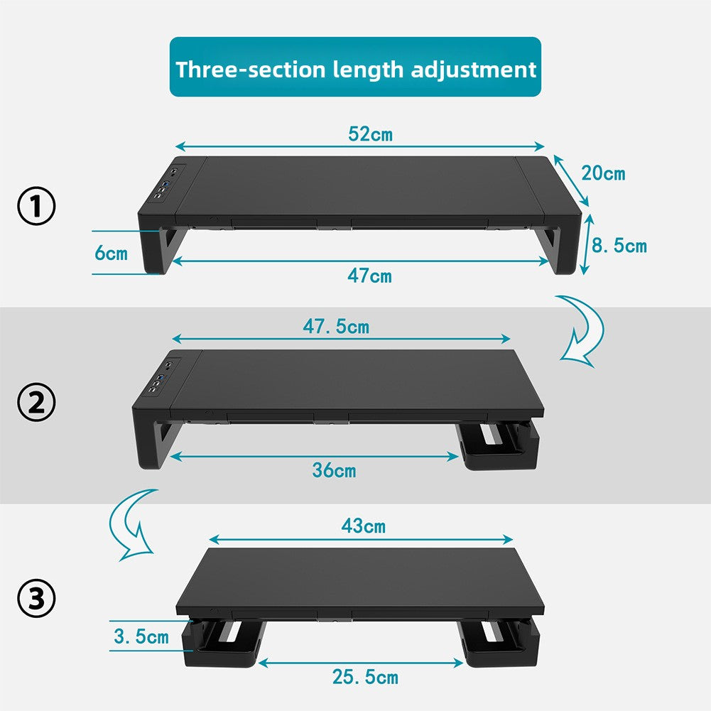 USB 3.0 Monitor Stand with RGB Light and Drawer