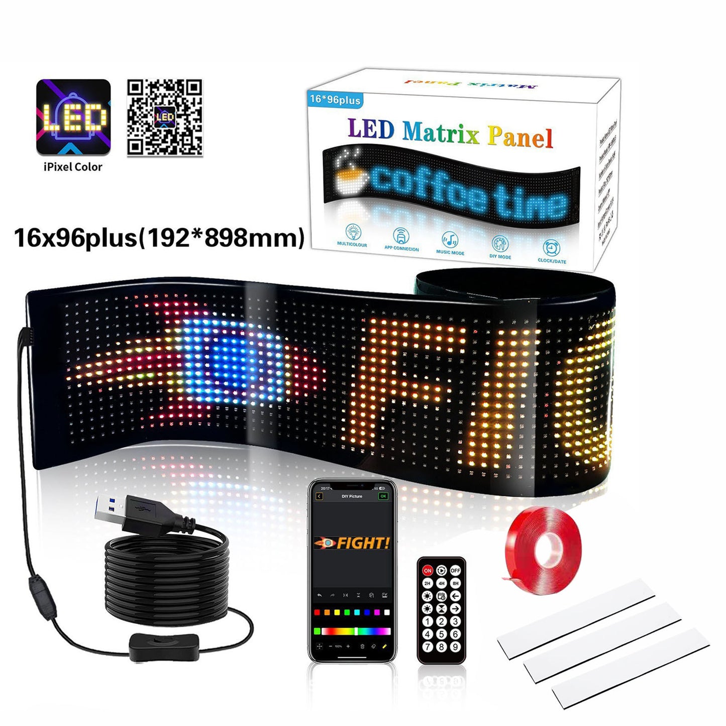 USB Bluetooth Flexible LED Car Display Screen