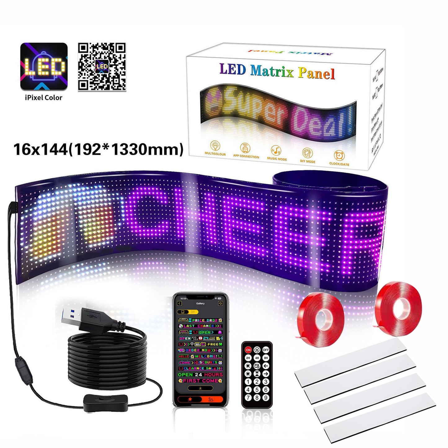 USB Bluetooth Flexible LED Car Display Screen