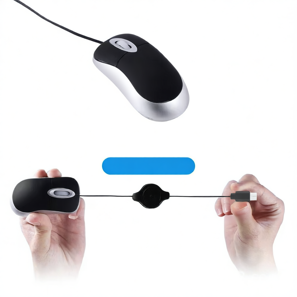 USB-C Wired Retractable Portable Mouse