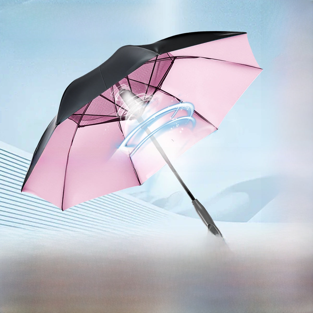 USB Charging Sun Umbrella with Cooling Fan