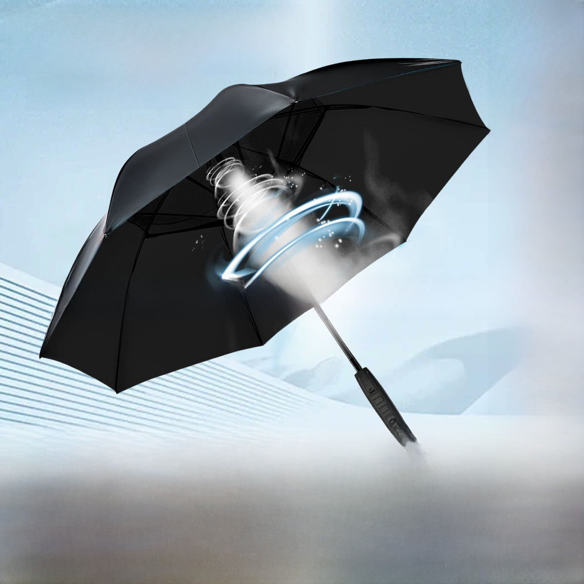 USB Charging Sun Umbrella with Cooling Fan