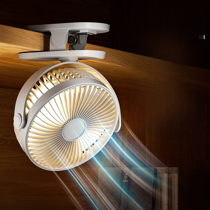 USB Clip Desk Fan with Night Light and Rechargeable Battery