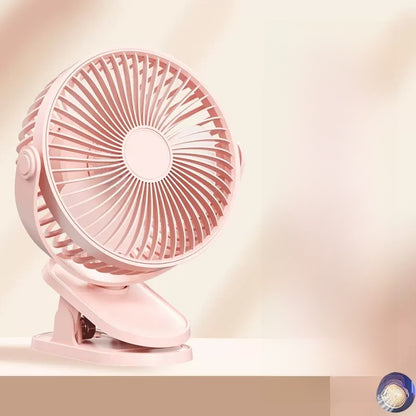 USB Clip Desk Fan with Night Light and Rechargeable Battery