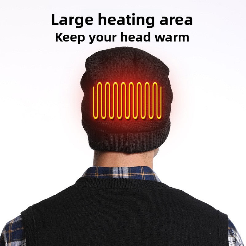 USB Electric Heating Winter Cap with Foldable Brim