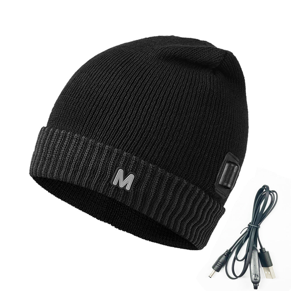 USB Electric Heating Winter Cap with Foldable Brim