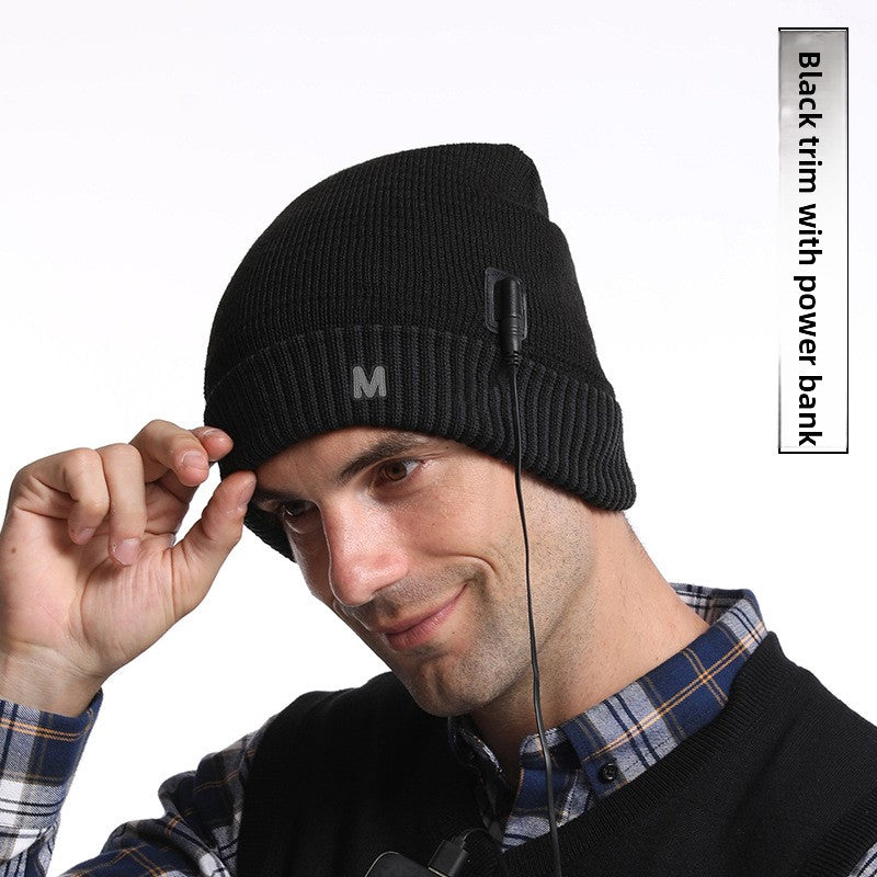 USB Electric Heating Winter Cap with Foldable Brim