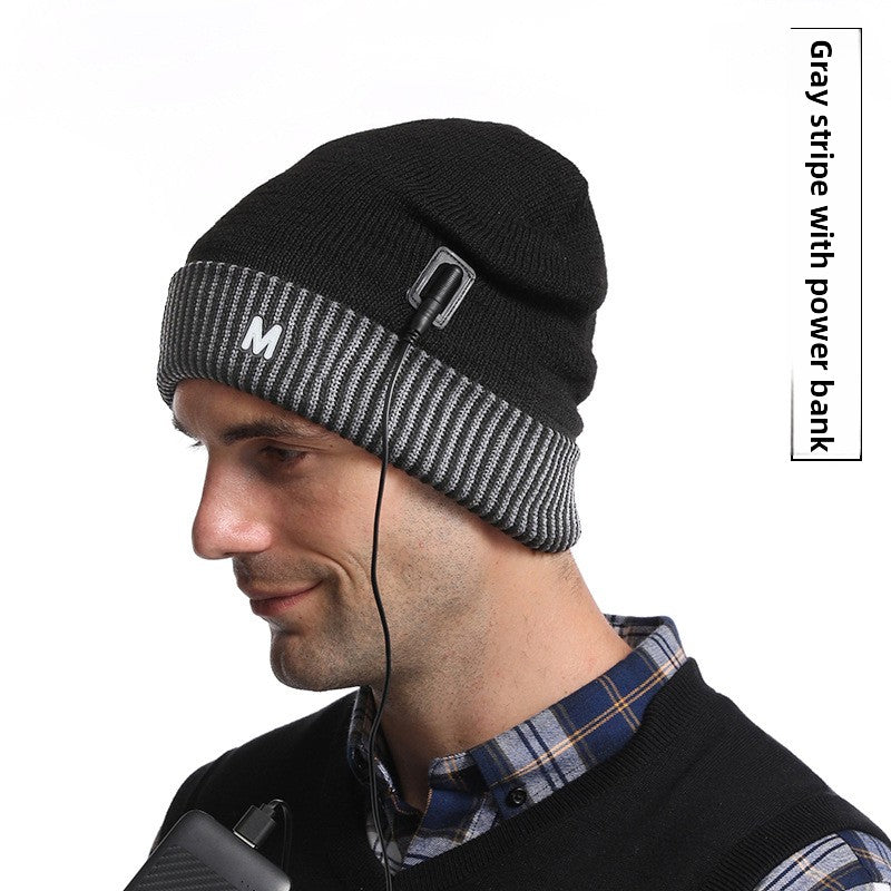 USB Electric Heating Winter Cap with Foldable Brim
