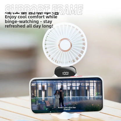 USB Handheld Fan with Digital Display Foldable Design