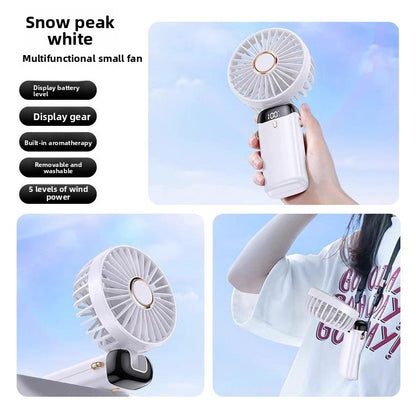 USB Handheld Fan with Digital Display Foldable Design