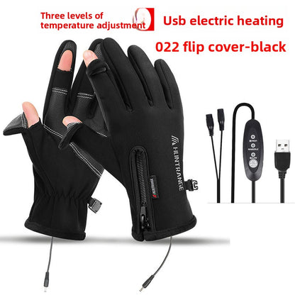USB Heated Gloves Windproof Waterproof Reflective