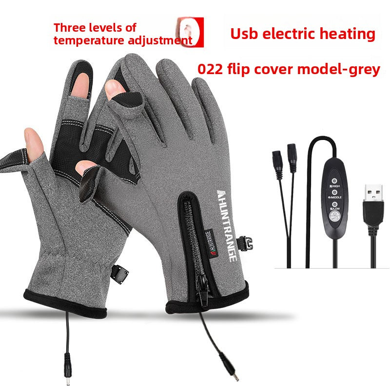 USB Heated Gloves Windproof Waterproof Reflective