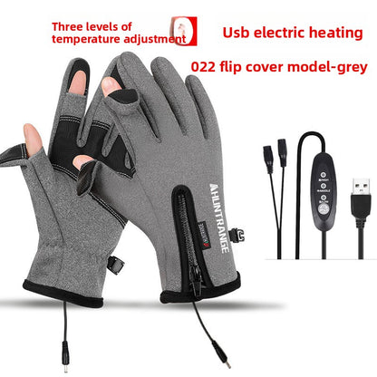 USB Heated Gloves Windproof Waterproof Reflective