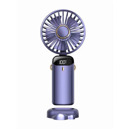 USB Portable Handheld Fan – Foldable Mini Neck Fan with Digital Display & Aroma Function