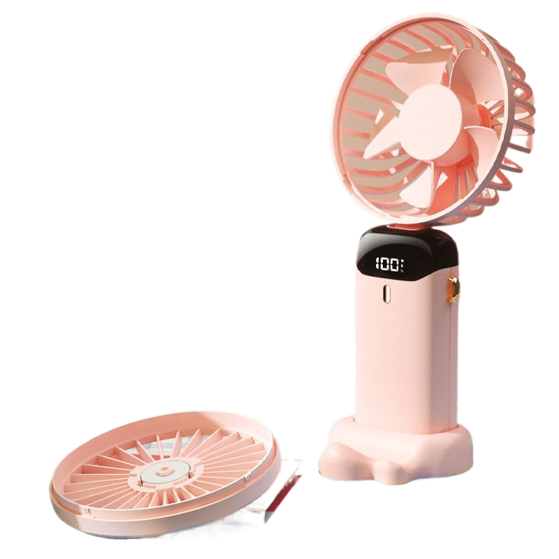 USB Portable Handheld Fan – Foldable Mini Neck Fan with Digital Display & Aroma Function