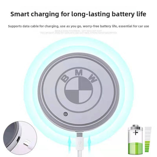USB-powered LED car cup coaster with multicolor lighting