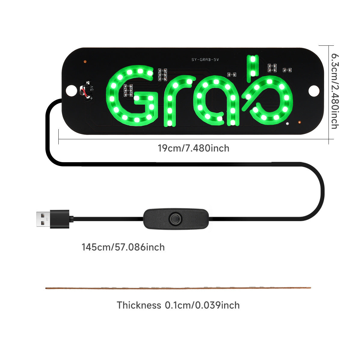 USB Powered LED Taxi Roof Light with Switch