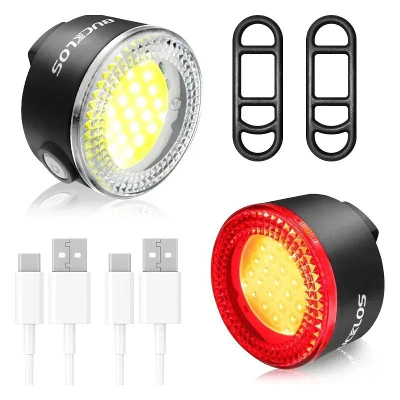 USB Rechargeable Bicycle Headlight and Tail Light Set