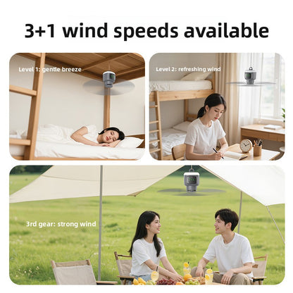 USB Rechargeable Camping Fan with Night Light and Mosquito Repellent