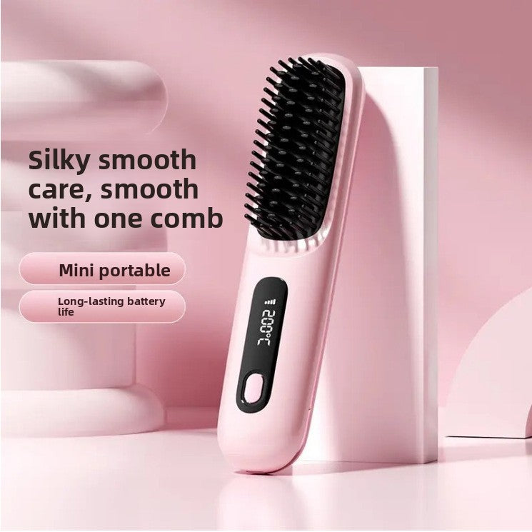 USB Rechargeable Ceramic Hair Straightener Comb