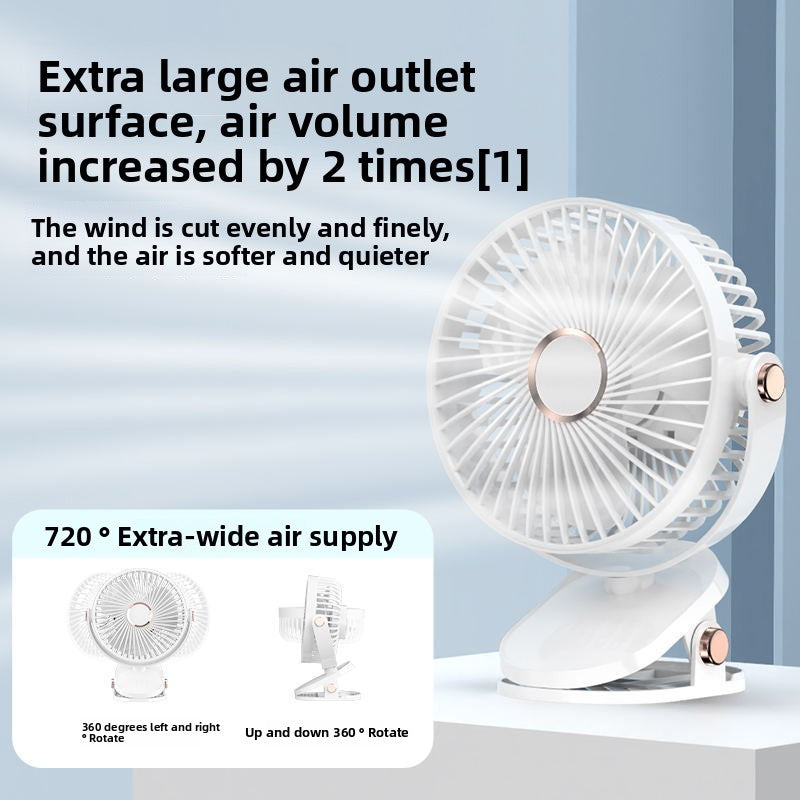 USB Rechargeable Clip Desk Fan