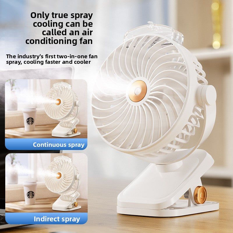 USB Rechargeable Clip Fan with Spray Function