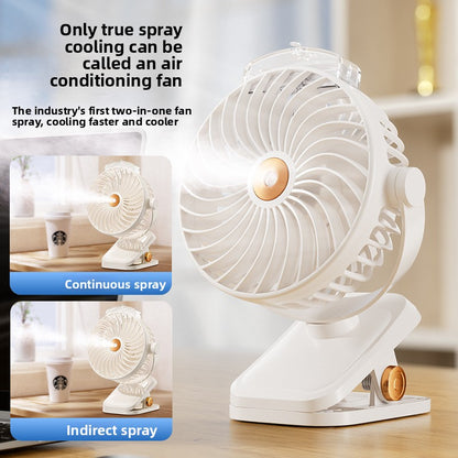 USB Rechargeable Clip Fan with Spray Function