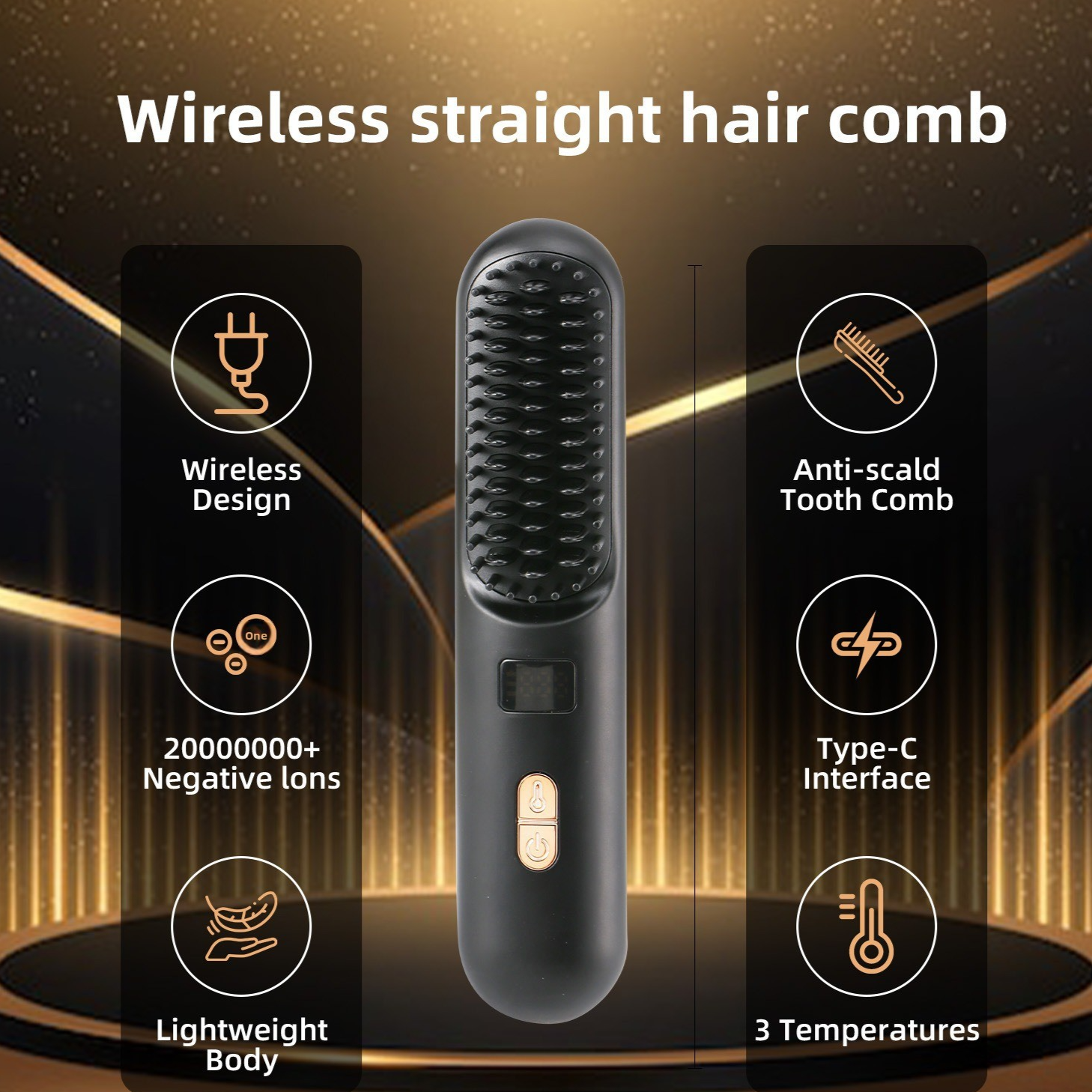 USB Rechargeable Hair Straightener Comb