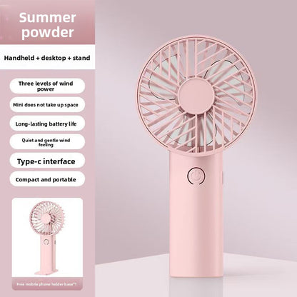 USB Rechargeable Handheld Fan with Stepless Speed Adjustment