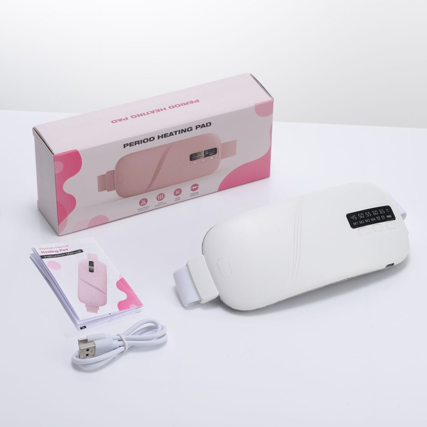 USB Rechargeable Heating Vibration Massage Belt with Display