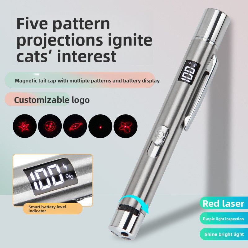 USB Rechargeable Laser Cat Teaser Pen with Battery Display