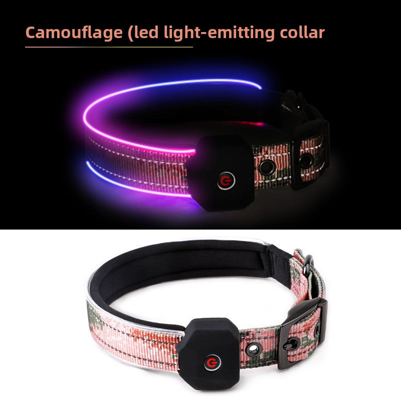 USB Rechargeable LED Illuminated Dog Collar with Reflective Strip